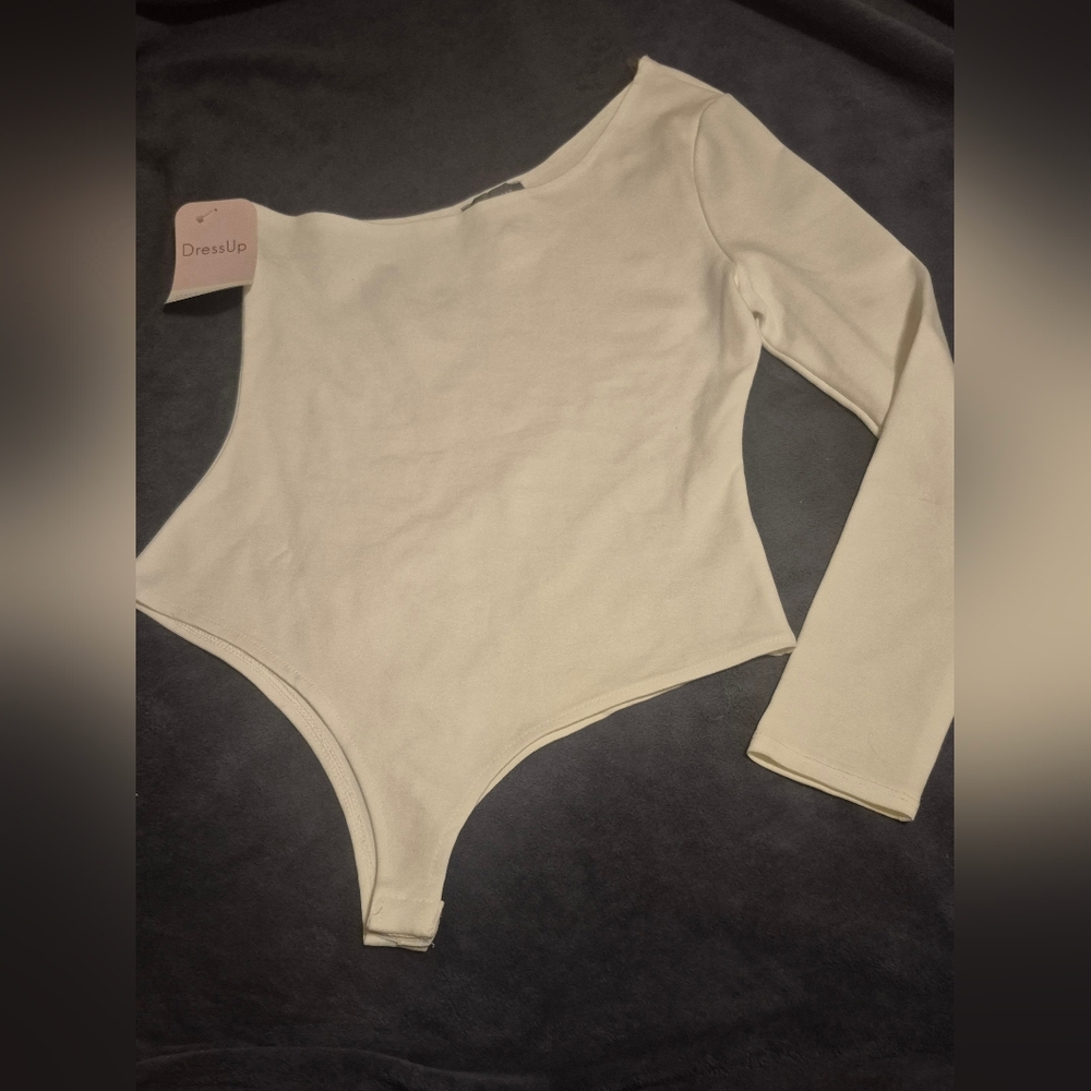 Hudson Grey Size Medium White Long Sleeve Bodysuit